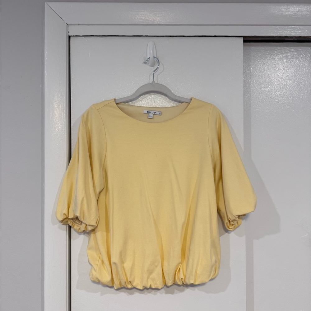 Chico's Soft Yellow Short Sleeve Top